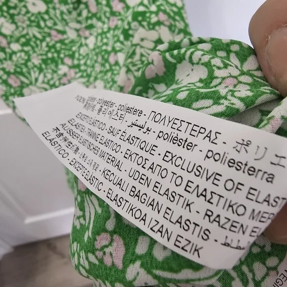 Zara 90s floral print green strappy split skirt maxi dress NWT Large - Picture 14 of 16